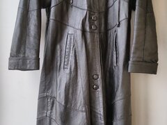 Vand haina lunga din piele naturala cu gluga